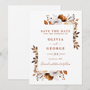 Save The Date Terracotta Fall Aquarelle moderne Floral Mariage