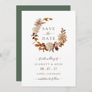 Save The Date Terracotta Fall Wreath Wedding Enregistrer La Date