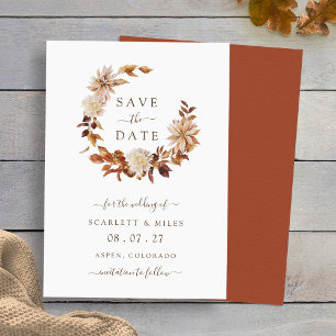Save The Date Terracotta Fall Wreath Wedding Enregistrer La Date