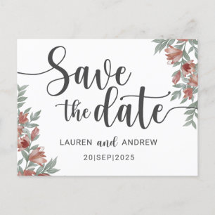 Save the Date Terracotta Floral Wedding Postkarte