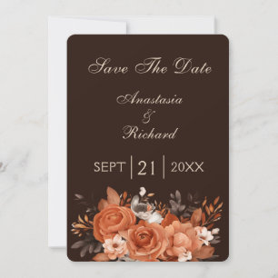 Save The Date Terracotta foncée et Mariage orange brûlé