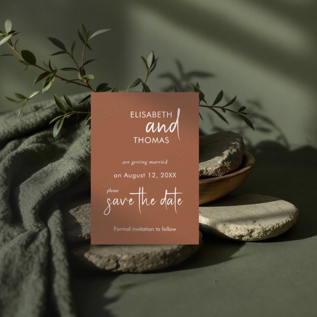 Save The Date Terracotta minimaliste élégant enregistrer la cart (Créateur téléchargé)