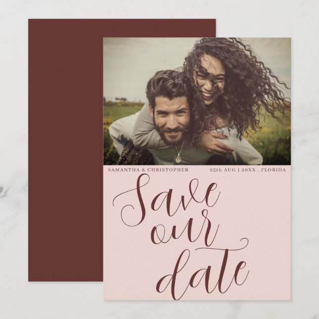 Save The Date Terracotta moderne Économisez Notre Date Mariage (Devant / Derrière)
