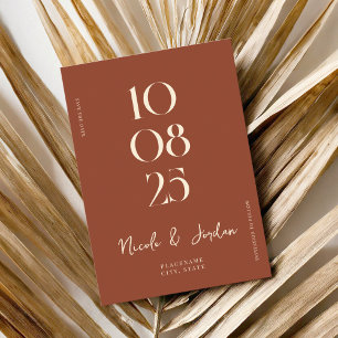 Save The Date Terracotta moderne Mariage simple et chic