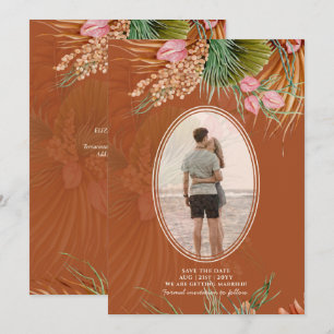 Save The Date Terracotta Pampas Mariage PHOTO Grass Enregistrer 