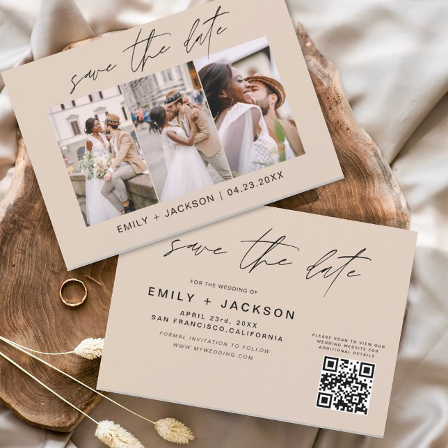 Save The Date Terracotta QR Code Enregistrer la date Modern 3 Ph (Créateur téléchargé)