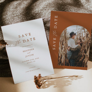 Save The Date Terracotta rouille brûlé orange Photo Sauver les d