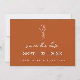 Save The Date Terracotta Rustique moderne main Mariage écrit