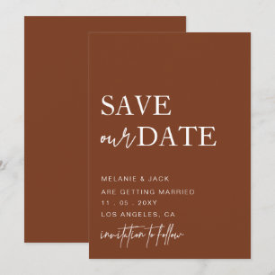 Save The Date Terracotta Simple Calligraphie Enregistrer La Date