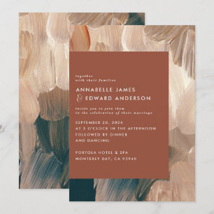 Save The Date Terracotta turquoise peint moderne design mariage 