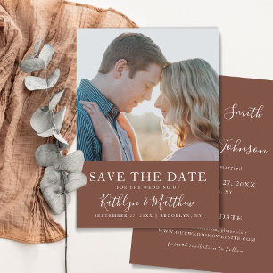 Save The Date Terracotta Typographie moderne Simple Mariage phot