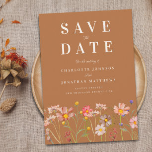 Save The Date Terrasse en terre cuite Élégant Mariage Champ de F