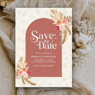 Save The Date Terreux Floral Pampas Cannelle Mariage