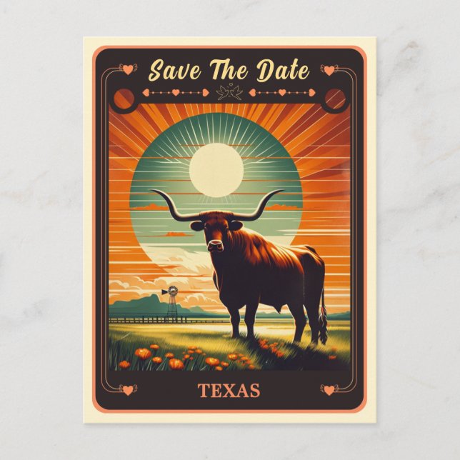 Save the date | Texas Invitation Carte postale (Devant)