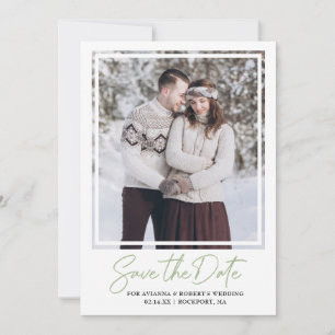 Save The Date Texte et photo vert Sage