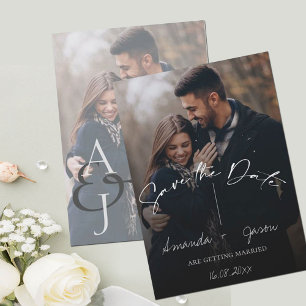 Save The Date Texte mignon superposer Monogramme deux Mariage ph
