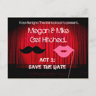 Save the Date Theaterhochzeit Ankündigungspostkarte