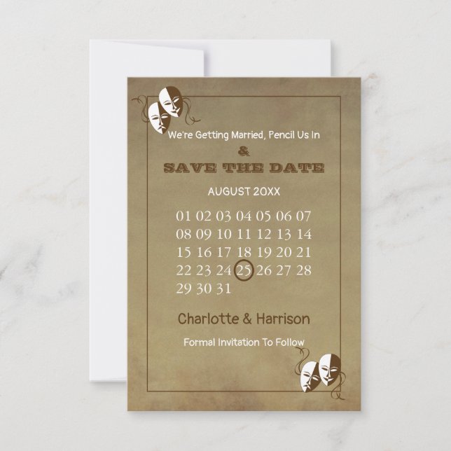 Save The Date Théâtre  Affiche de spectacle Billet Thème Mariage (Devant)