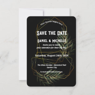 Save The Date Thème Botanique Mariage Arché Noir Moderne