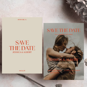 Save The Date Thème de magazine gras mariage rétro orange brûlé