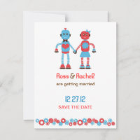 Thème de robot mignon Mariage Sauvegarder la date