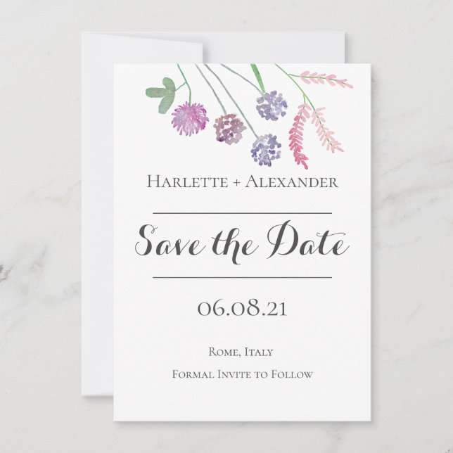 Save The Date Thème fleur sauvage (Devant)