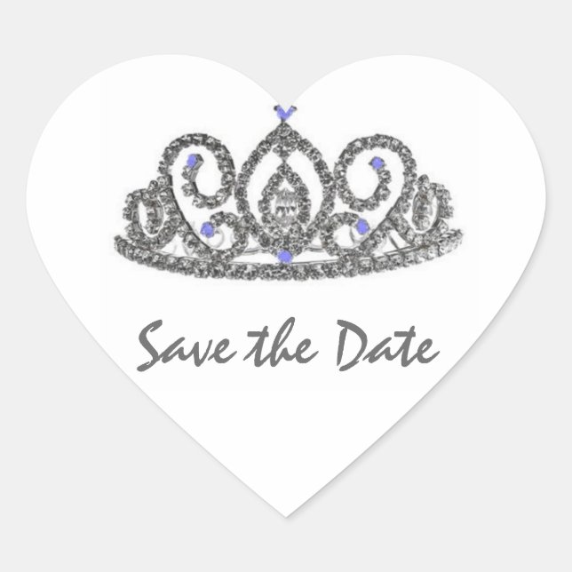 Save the Date/Tiara Herz-Aufkleber (Vorderseite)
