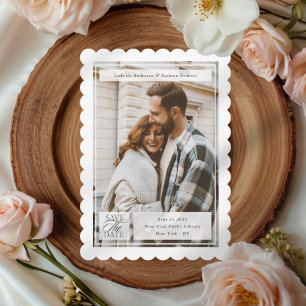 Save The Date Timbre de script moderne mariage photo recto verso