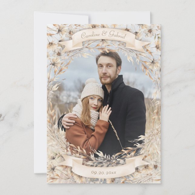 Save The Date Tomber dans l'amour Neutre Mariage d'automne (Devant)