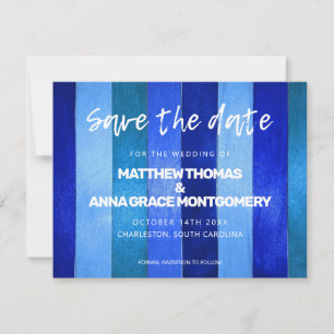 Save The Date Tons bleus poussiéreux Bois rustique