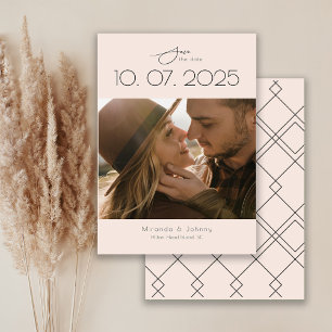 Save The Date Topographie moderne Blush Photo Mariage