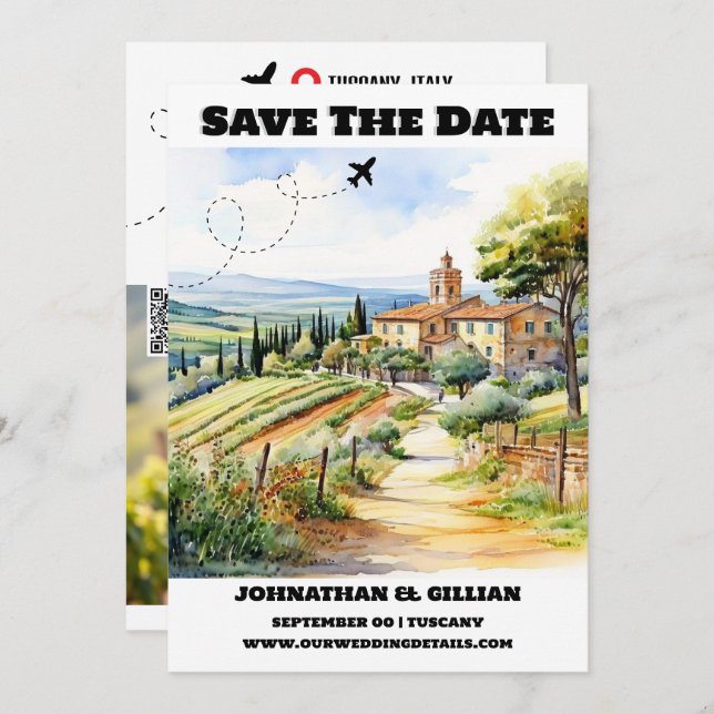 Save The Date Toscane destination mariage enregistrer la date mo (Devant / Derrière)