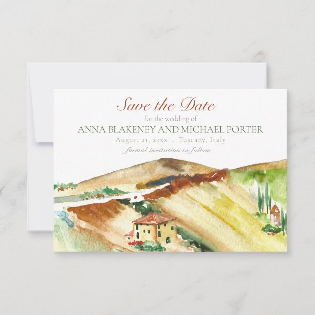Save The Date Toscane Italie Sauvegarder la date de mariage de d (Devant)