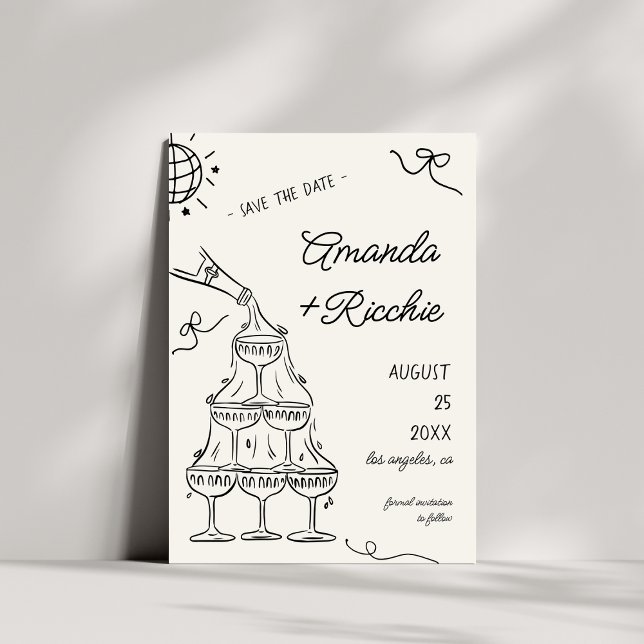 Save The Date Tour à champagne fantaisiste et ludique pour maria (Créateur téléchargé)