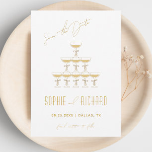 Save The Date Tour de champagne à ruban coquette pour mariage