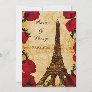 Save The Date tour vintage rouge eiffel Paris enregistrer la dat