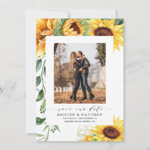 Save The Date Tournesol Aquarelle Photo moderne