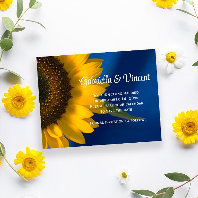Save The Date Tournesol en mariage bleu Enregistrer la date (Créateur téléchargé)