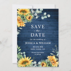 Save The Date Tournesol Eucalyptus Aquarelle Mariage rustique