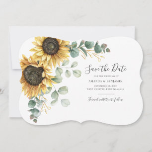 Save The Date Tournesol Eucalyptus Floral Moderne Sauvez La Date