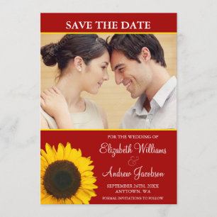 Save The Date Tournesol jaune rouge photo Enregistrer la date