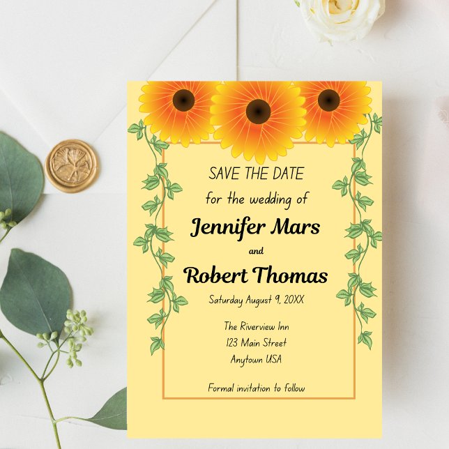 Save The Date Tournesol Levant Joyeux (Créateur téléchargé)