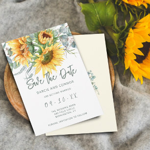 Save The Date Tournesol rustique Eucalyptus Aquarelle