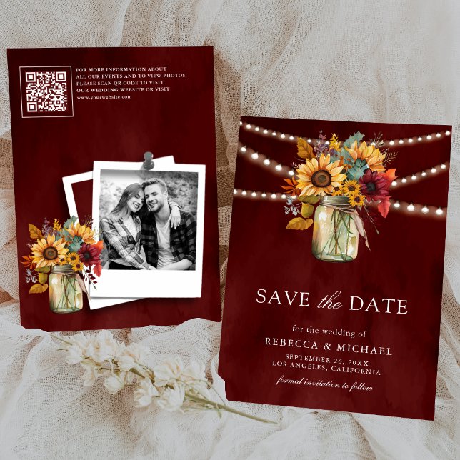 Save The Date Tournesols de Bourgogne Code QR Photo Mariage (Créateur téléchargé)