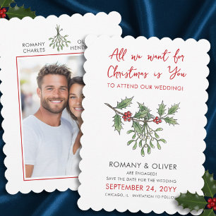 Save The Date Tout ce que je veux pour Noël Mariage sous le gui