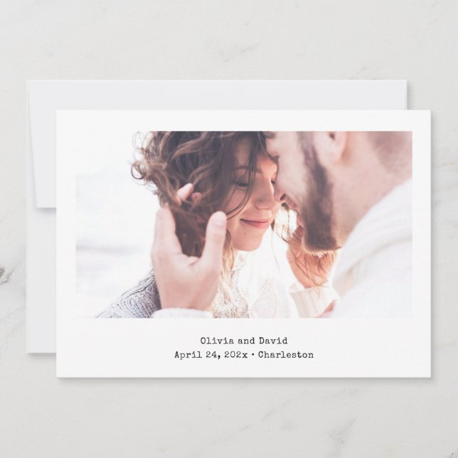 Save The Date Tout simplement minimal | Deux photos et texte Vin (Devant)