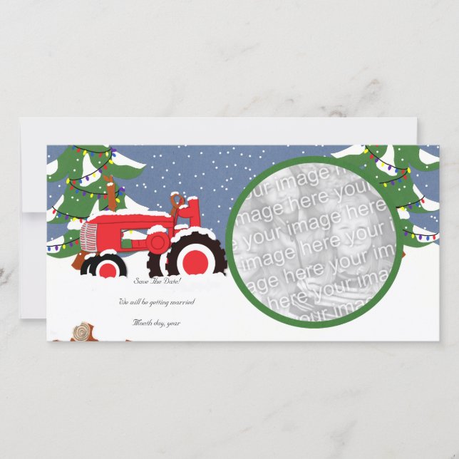 Save the Date Traktorkarte (Vorderseite)