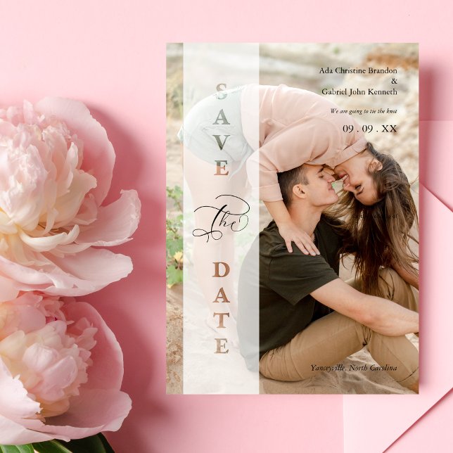 Save The Date Transparency Photo Script Cut Paper Effect Wedding (Transparency Photo Script Cut Paper Effect Wedding Save The Date with Envelope.)