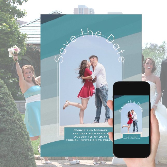 Save the Date Trending | Foto Aquamarin Navy Blue  Einladung (Von Creator hochgeladen)