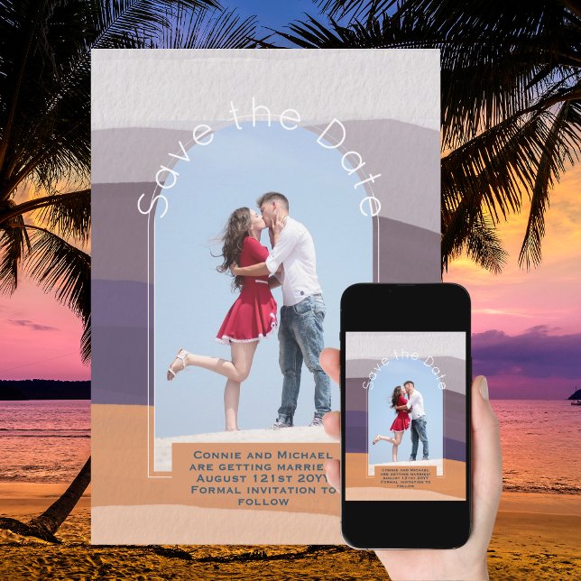 Save the Date Trending | Foto Lila Orange Chic Einladung (Von Creator hochgeladen)